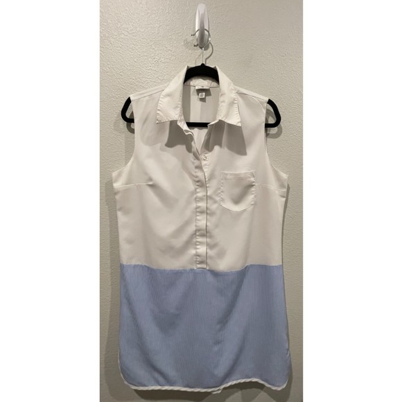ALTUZARRA Crepe Shirt Sleeveless Blue Antique White Mini Dress - Picture 2 of 6